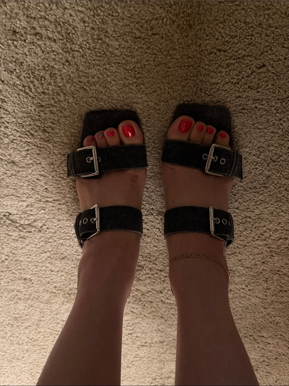 Steve Madden Black Double-Buckle Square-Toe Sandals